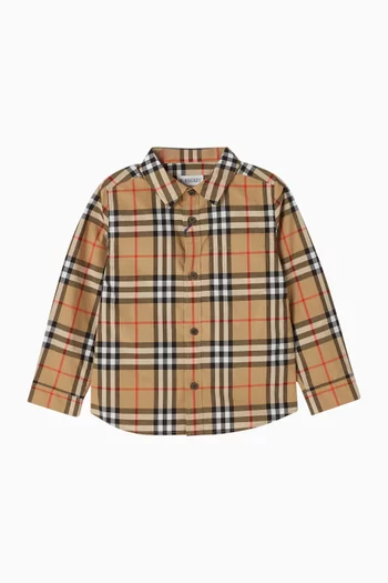 قميص بنقشة مربعات قطن