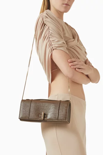 May Clutch in Lizard-embossed Leather