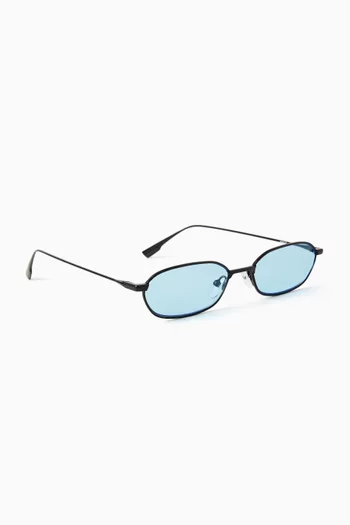 Niklaus Rectangle Sunglasses in Stainless Steel