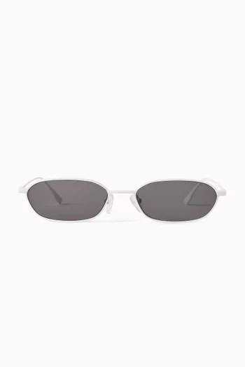 Niklaus Rectangle Sunglasses in Stainless Steel