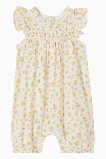 Luciana Shirred Romper in Organic Cotton Jersey