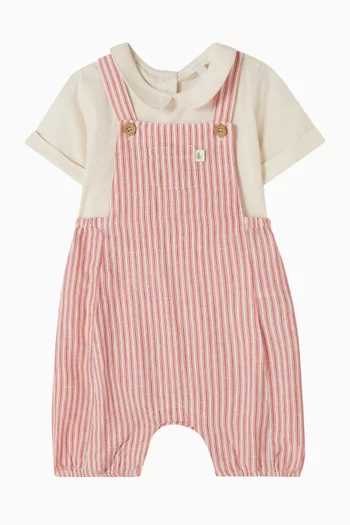 Striped Overall Set