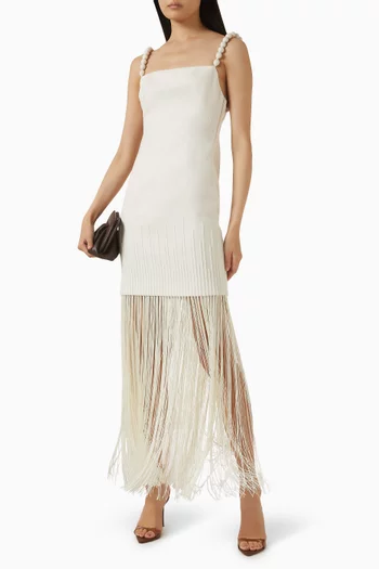Mar Caribe Fringe Dress in Linen