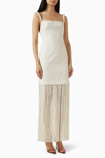 Mar Caribe Fringe Dress in Linen