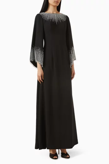 فستان سهرة مطرز بالخرز كريب