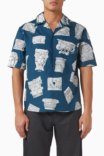 قميص بنقشة تماثيل ميدوسا قطن بوبلين