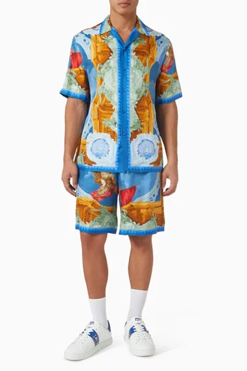 شورت بنقشة أفريسكو حرير وتويل