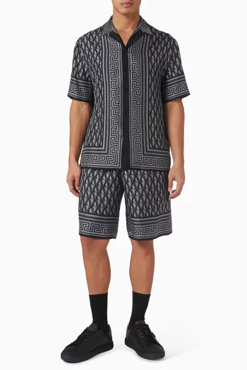 قميص بنقشة غريكا حرير وتويل