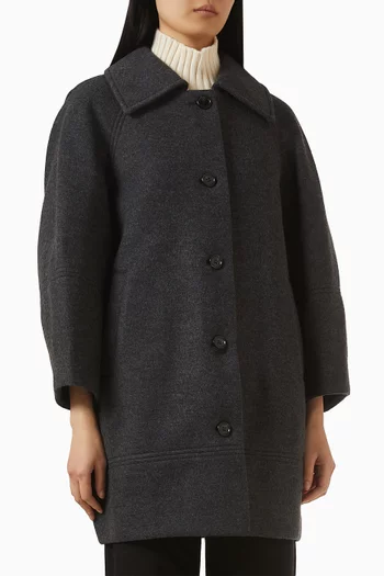 معطف مزيج صوف بقصة منحوتة