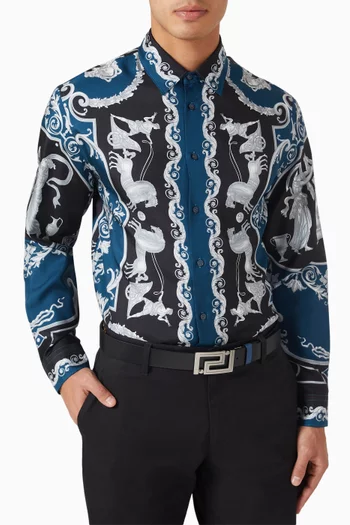 حزام بوجهين بإبزيم على شكل زخارف يونانية جلد