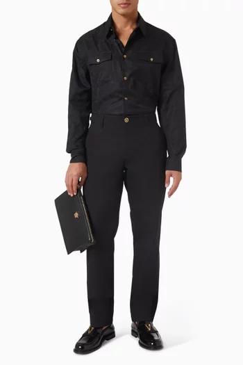 قميص بنقشة باروكية جاكار وقطن بوبلين