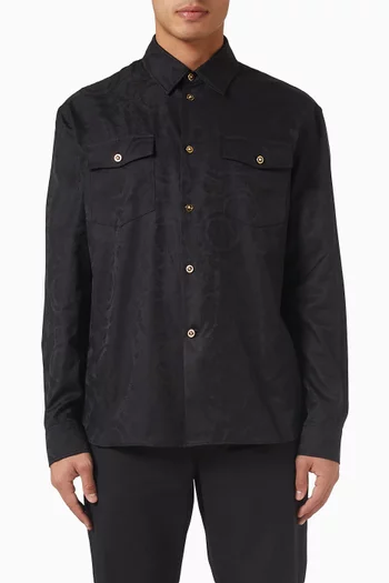 قميص بنقشة باروكية جاكار وقطن بوبلين