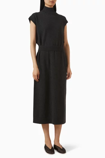 Belt-detail Knit Dress in Merino Wool