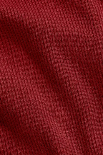 بلوزة هينلي بفتحة رقبة عميقة قطن مضلع