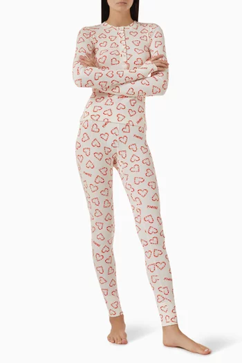 طقم بلوزة هينلي ولغينغز قطن مضلع