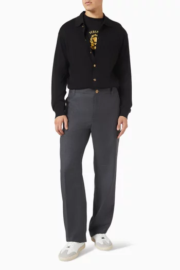 بنطال رياضي بنقشة مربعات دقيقة صوف