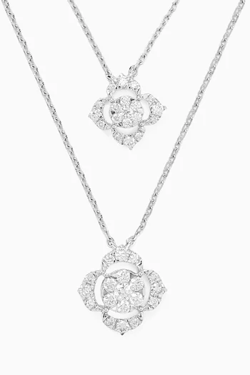 Double Pendant Necklace in 18kt White Gold