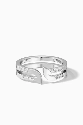 Alif Pavé Diamond Ring in 18kt White Gold