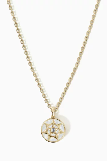 Farfasha Shams Mother of Pearl & Diamond Necklace in 18kt Gold