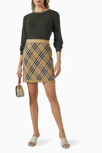 Mary Check-trim T-shirt in Wool