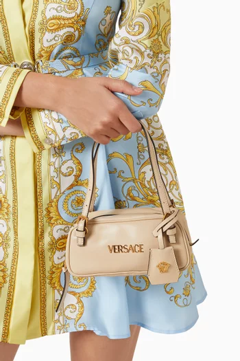 حقيبة بولينغ بشارة بشعار الماركة جلد نابا