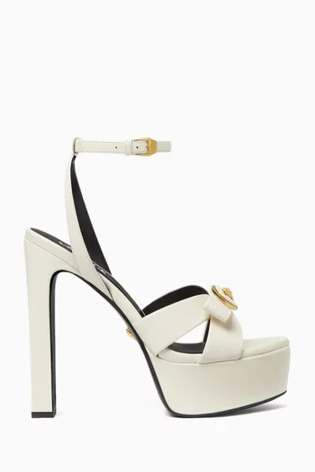 Gianni 140 Ribbon Platform Sandals in Leather