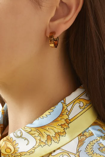 Greca Huggie Earrings in Gold-tone Brass