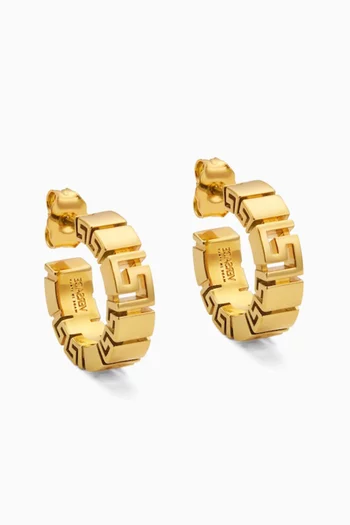 Greca Huggie Earrings in Gold-tone Brass