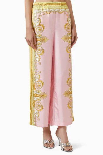Barocco Foulard-print Pants in Silk-twill