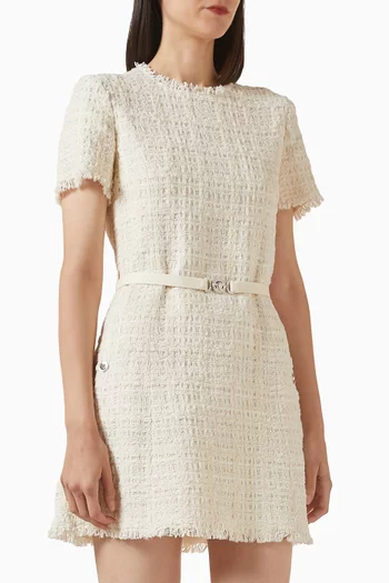 Belted Mini Dress in Tweed