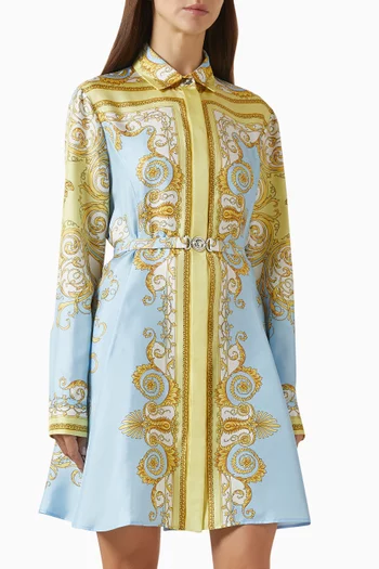 Barocco Foulard-print Mini Dress in Silk-twill