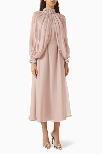 Embellished Tent Drape Dress in Chiffon