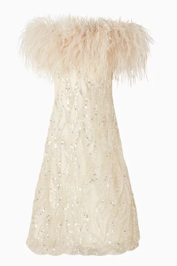 Feather-trim Maxi Dress