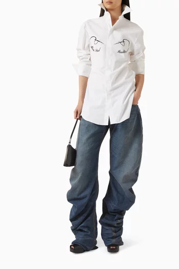 قميص بطبعة شعار الماركة قطن بوبلين