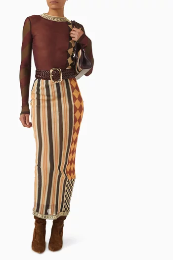 Patchwork-print Top in Mesh