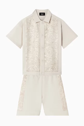 قميص بنقش باروكي بحياكة ميلانو مزيج فيسكوز