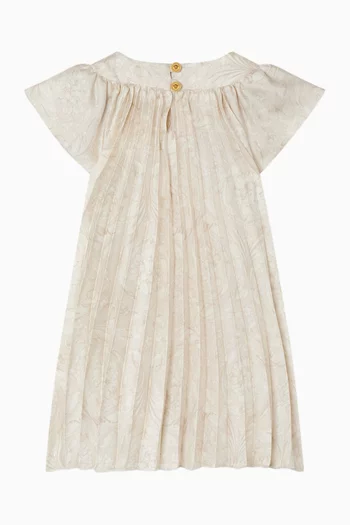 فستان بطيات ونقشة باروكية تويل