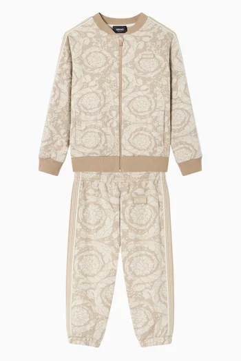 سويت شيرت بسحّاب ونقشة باروكو جاكار قطن جيرسيه