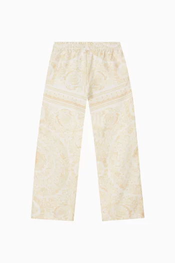 بنطال بنقشة باروكية حرير تويل