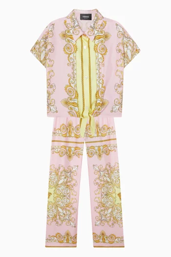 Barocco-print Pants in Silk-twill