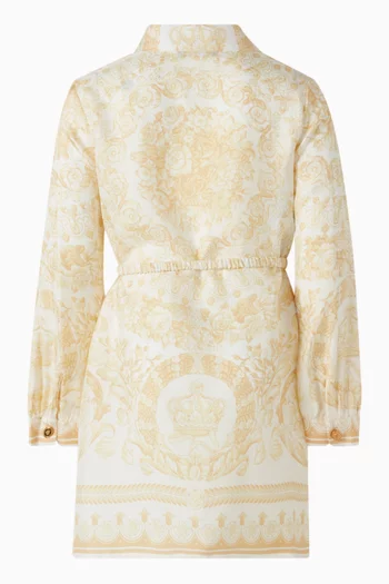 فستان بنمط قميص بنقشة باروكو حرير تويل