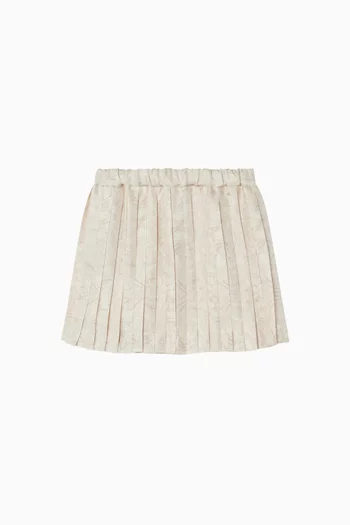 Barocco-print Pleated Skirt in Twill