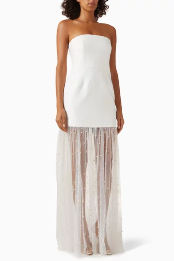 Dewdrop Contrast Strapless Maxi Dress