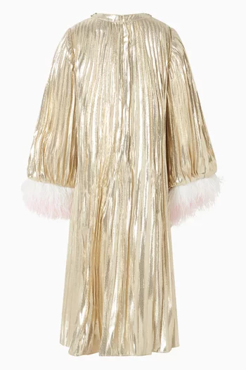 Metallic Chiffon Feather Dress