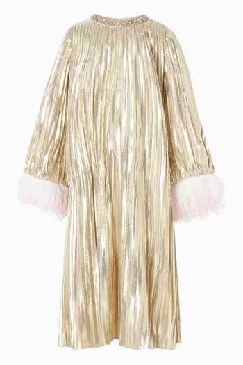 Metallic Chiffon Feather Dress