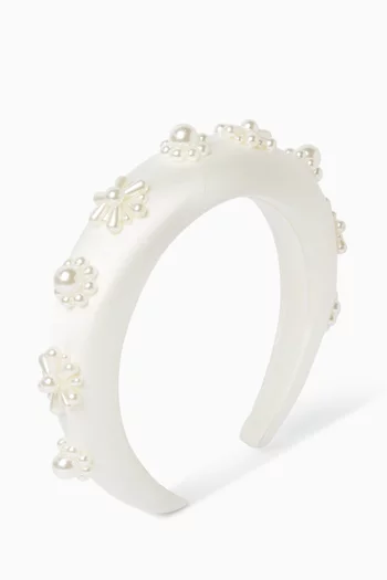 Satin & Pearl Floral Headband