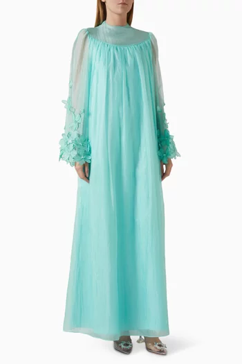 قفطان بتطريزات زهور بارزة