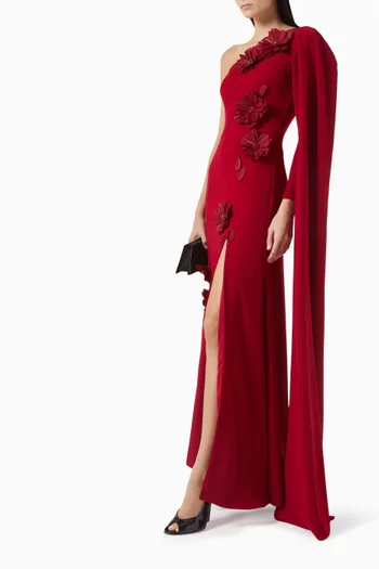 One-shoulder Cape Dress