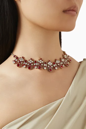 قلادة ريفايفال مرصعة بكريستال أحمر ياقوتي من الثمانينيات