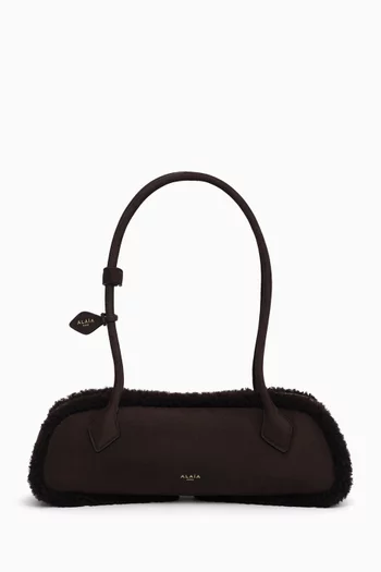 Medium Le Teckel Shoulder Bag in Suede & Shearling